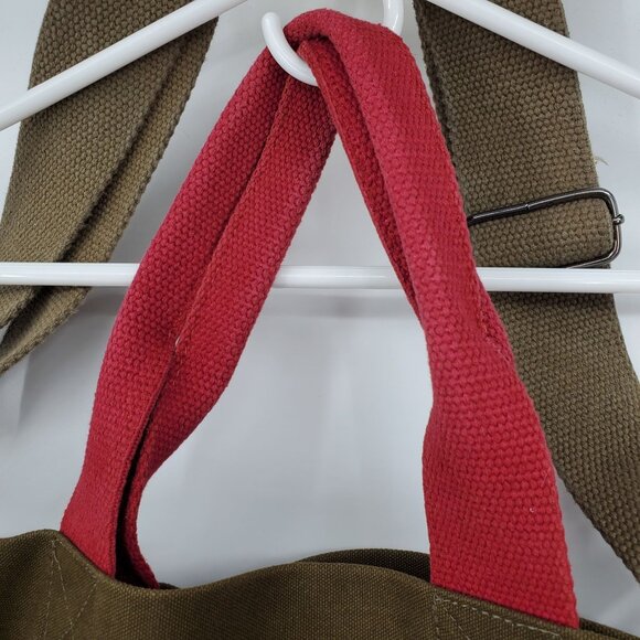 Urban Outfitters Army Green Nautical Anchor Patch Red Strap Shoulder Bag Purse - Picture 4 of 10
